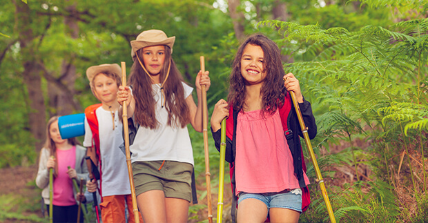 Group of kids hiking