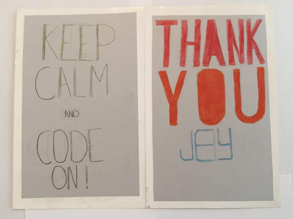 Thank you card to Jey from ann richards