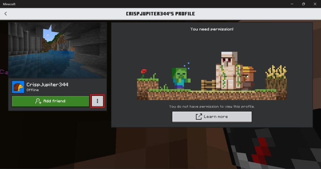 Block minecraft players select options