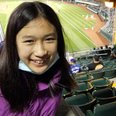 Ellie at a baseball game