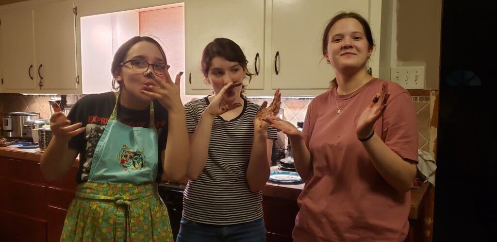 Elora baking with friends