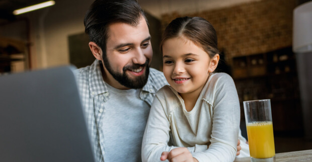 Elementary Girl Coding With Dad Online
