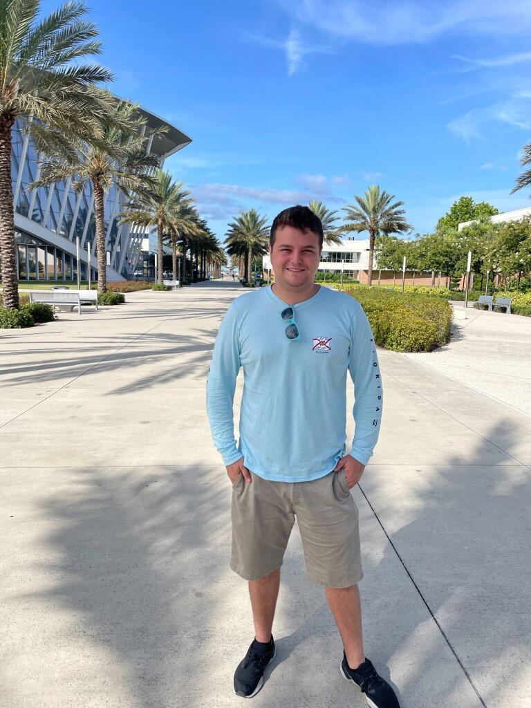 Mark enjoying a Florida day on campus