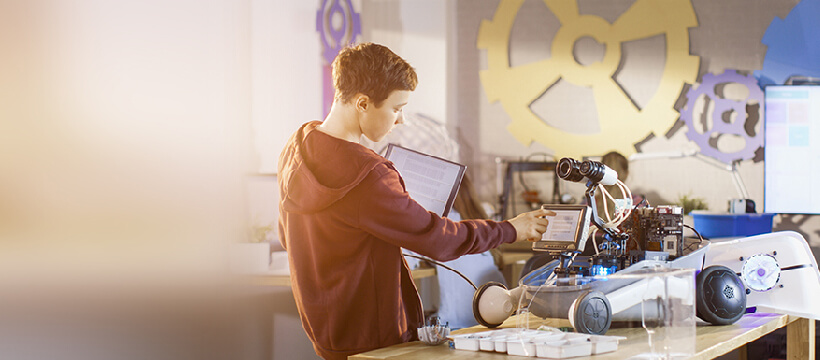 Student doing robotics