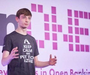 boy giving tech presentation