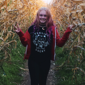 Veronica with moon necklace