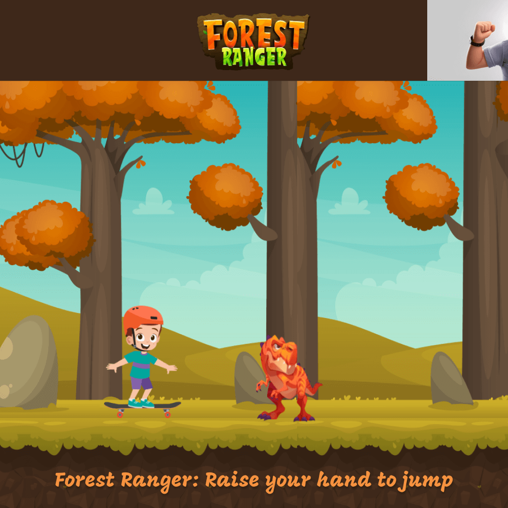 Artificial intelligence coding game development for kids using hand gestures