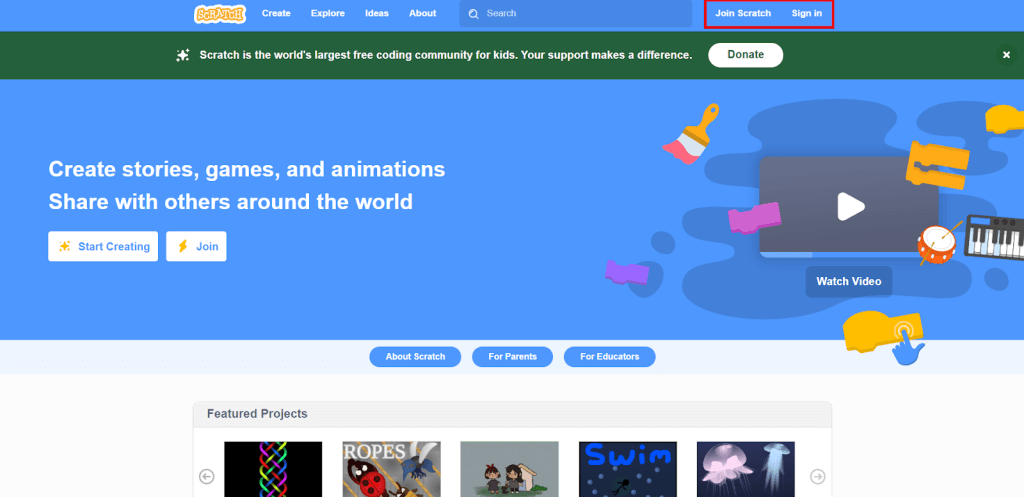 Login to scratch to build flappy bird