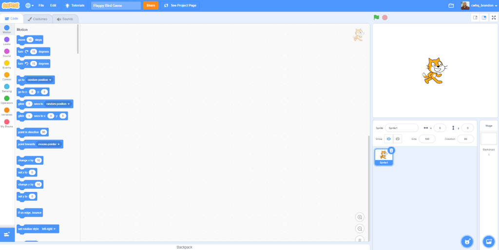How to Make Flappy Bird on Scratch Name your project