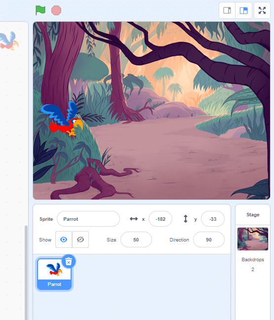 How to Make Flappy Bird on Scratch resize and position scratch sprite