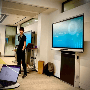 Simon making a presentation.