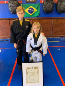 Eleanor and her brother at karate