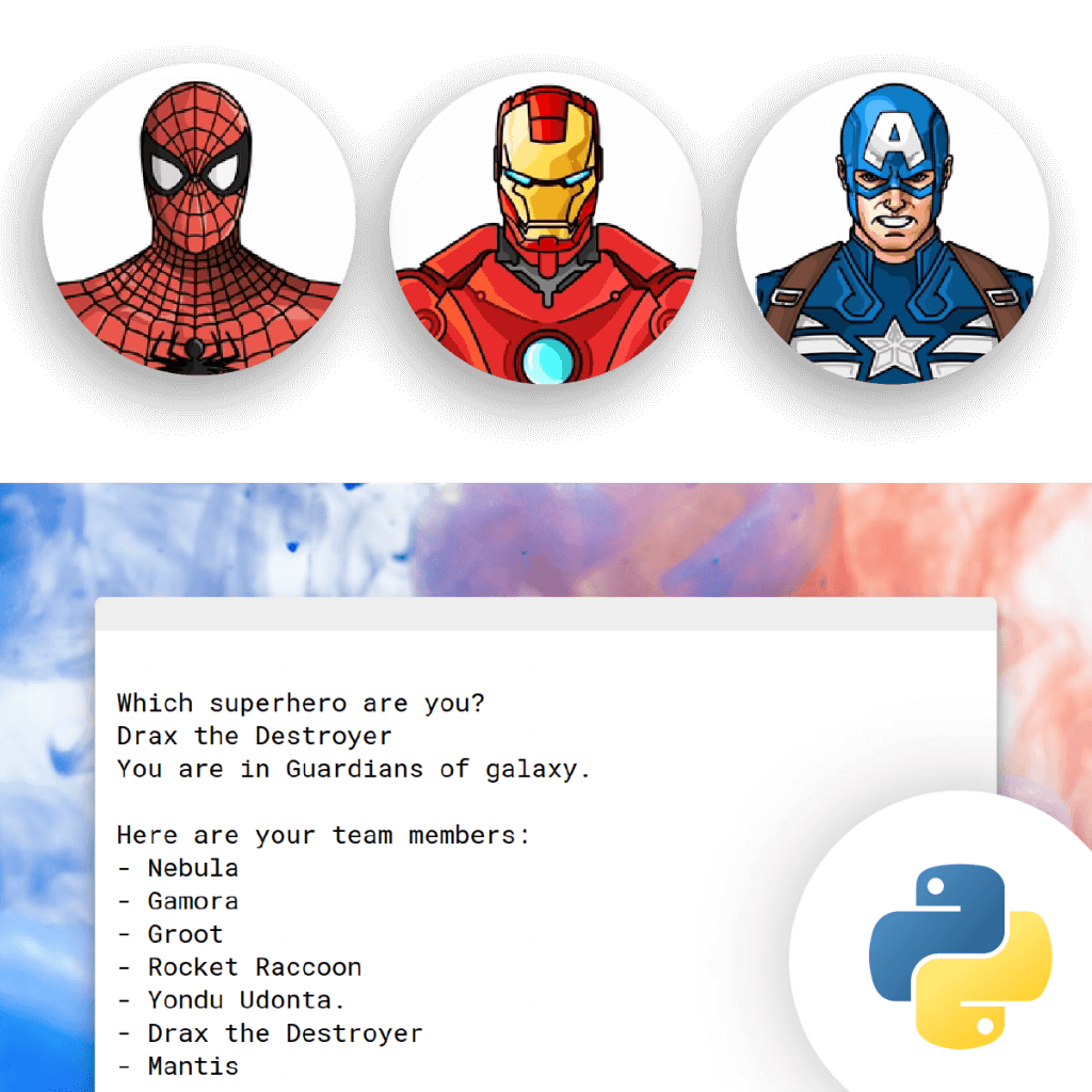 Python intro class superhero program